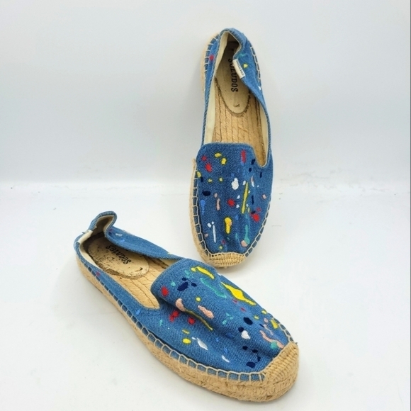 Soludos Multicolor Paint Splatter Espadrilles Flats Size 7.5 - Picture 3 of 14